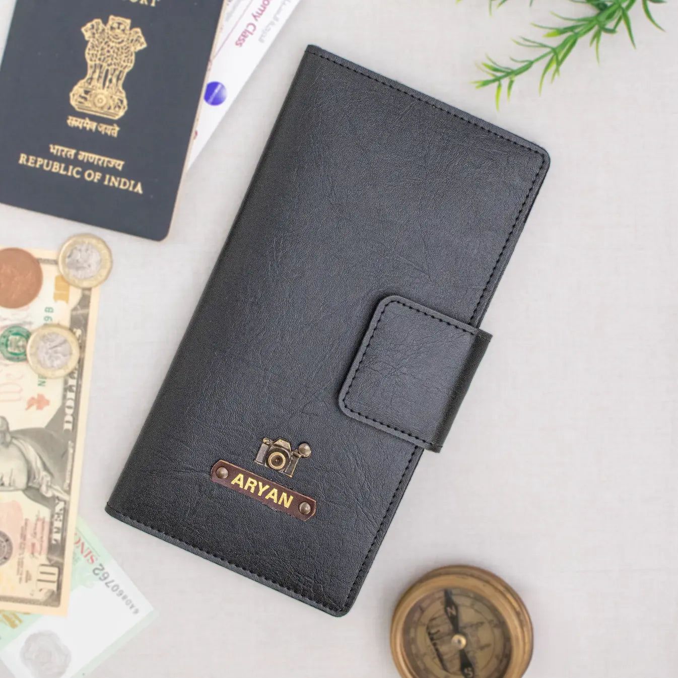 PERSONALISED TRAVEL WALLET - BLACK-Black
