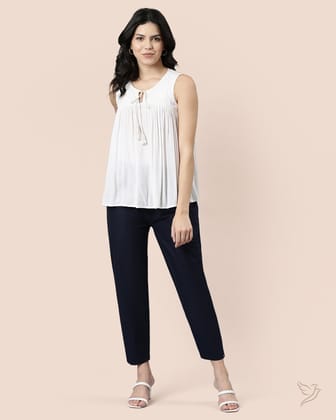 Cotton Kurti Pant - Navy Ribbon-S / Navy Ribbon
