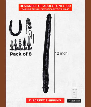 Lesbian Toys Sets - 5 Butt Plug and 1 Double Ended Dildo With 1 Vibrator Dildo | 5 Set of Anal Butt Plug with 1 Big Anal Beads for Beginners