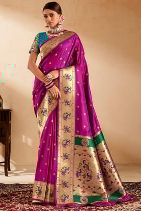 Hot Magenta Paithani Silk Saree
