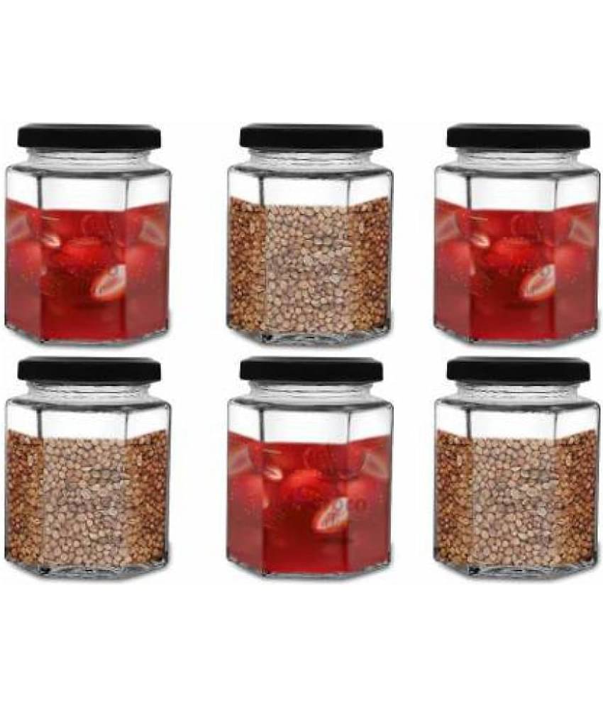 CROCO JAR Glass Transparent Spice Container ( Set of 6 )