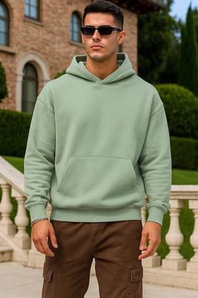 Sage Green - Fleece Hoodie-S