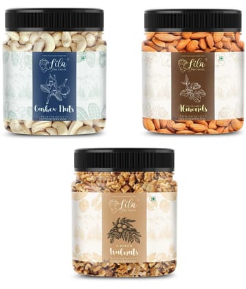 Lila Dry Fruits Cashew (500gm), Almond(500gm) & Walnut(500 gm) Combo | Kaju Badam Akhrot Combo