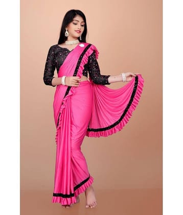 Apnisha Lycra Saree For Girls ( Coffee , Pack of 1 )