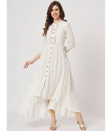 AMIRA'S INDIAN ETHNICWEAR - Off White Flared Viscose Women's Stitched Ethnic Gown ( Pack of 1 )