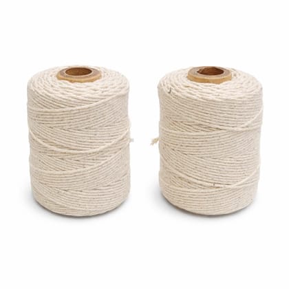 Cotton Twine String Roll – Pack of 6 Spools (1 mm, 50 Grams Each) | Natural Cotton Twine Cord Dori for Macrame, Crochet, Knitting, Leather Stitching & Stationery Use | Off White