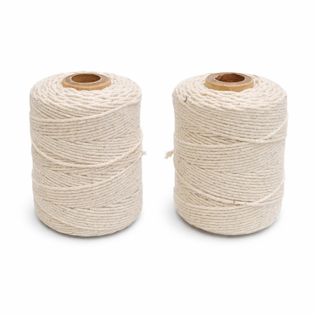 Cotton Twine String Roll – Pack of 6 Spools (1 mm, 50 Grams Each) | Natural Cotton Twine Cord Dori for Macrame, Crochet, Knitting, Leather Stitching & Stationery Use | Off White