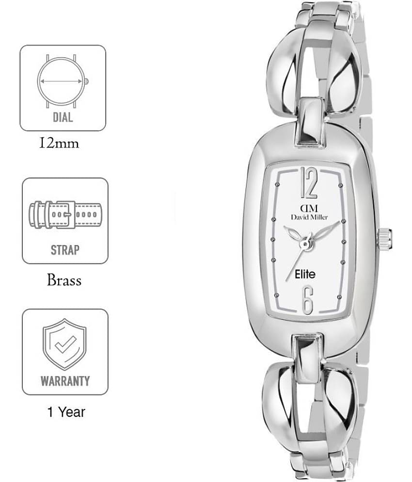 David Miller Brass Rectangular Womens Watch