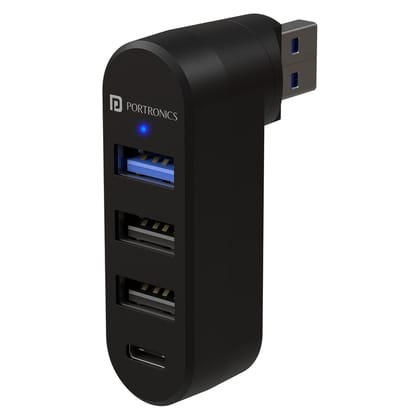 Portronics MPort Spin 4-in-1 USB Hub with Type-C (Black)