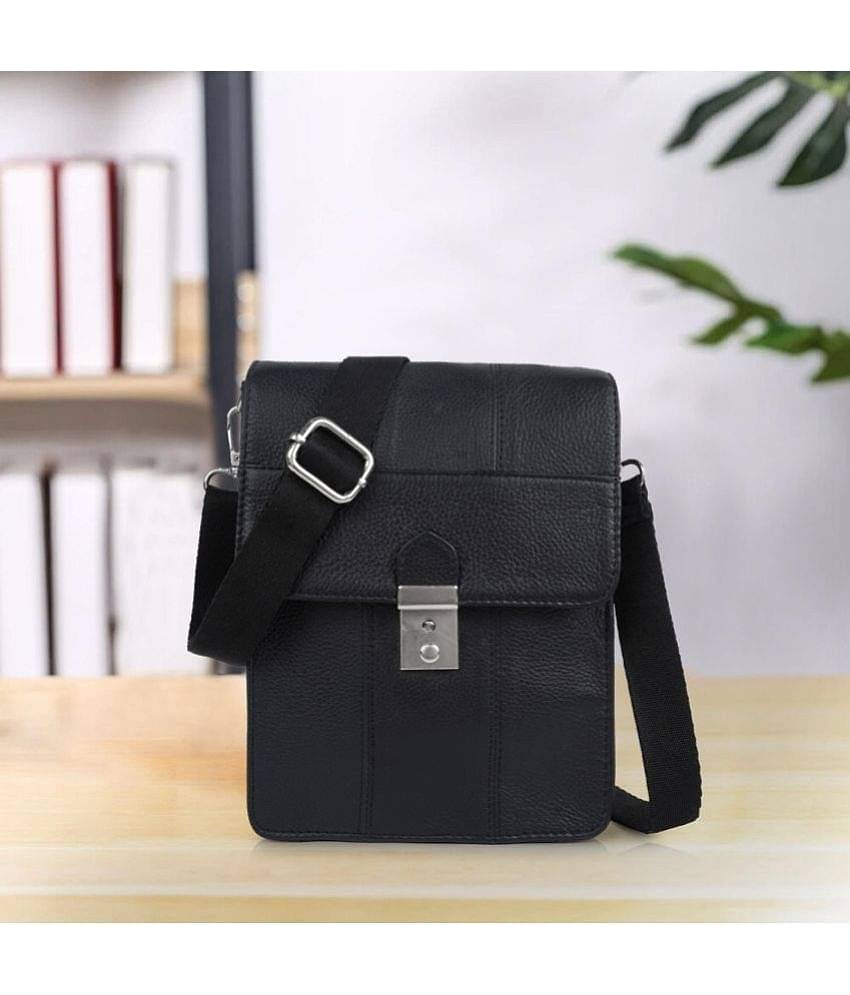 CIMONI Sling Bag Pure Leather Set of 1 ( Black )