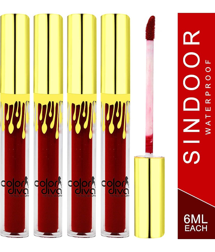 Color Diva Waterproof & Long Lasting Red Sindoor Liquid Pack of 4 6 g