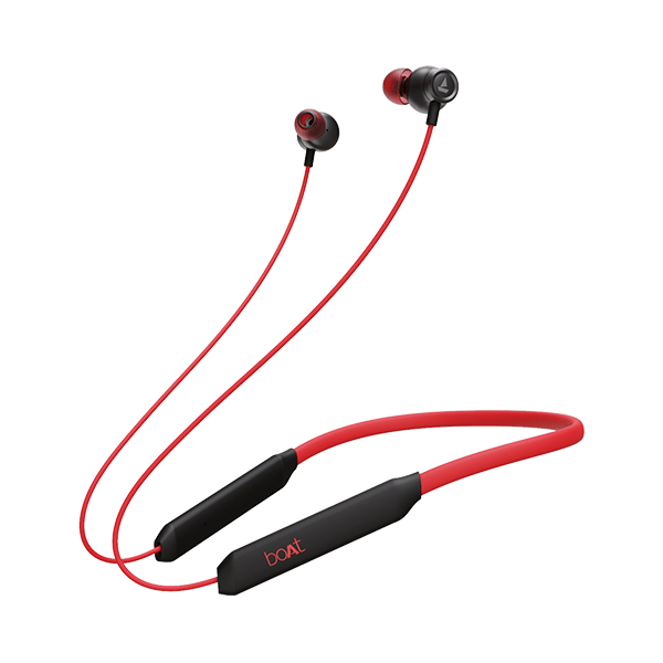 boAt Rockerz 205 Pro | Bluetooth Earphone with 10mm Drivers, Upto 30 Hour Playback, Lightweight Magnetic Earbuds Red