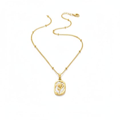 GemGleam Anti Tarnish 18k Gold Plated Rose Necklace 4 Women Aesthetic Minimalist Pendant Design Everyday Wear Hypoallergenic Jewelry