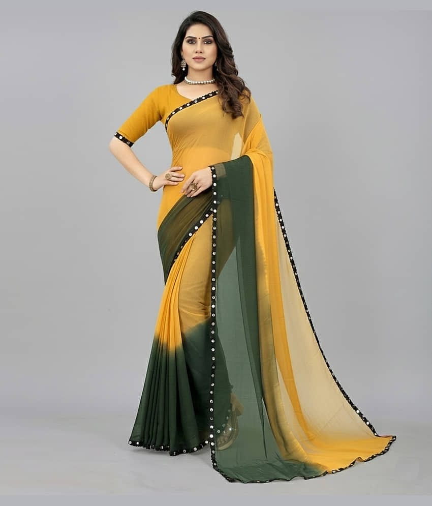 Aika Chiffon Solid Regular Saree With Unstitched Blouse Piece ( Red )