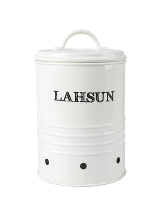 Mild Steel White Cylindrical Lahsun Jar