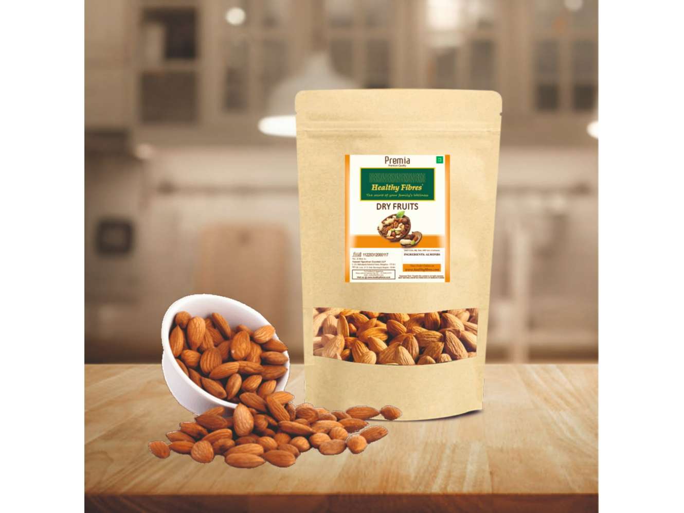 Healthy Fibres Almonds / Badam- Premia500g