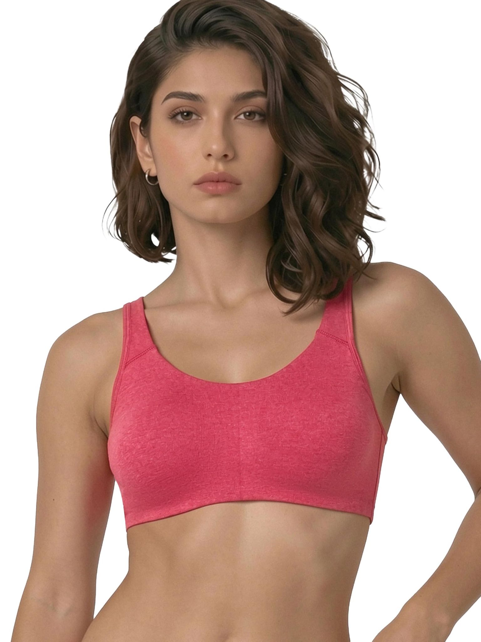 Enamor SB06 Low Impact Bra - Non-Padded, Wirefree & High Coverage Enamor SB06 Low Impact Bra - Non-Padded, Wirefree & High Coverage - TOMATO MELANGE / S