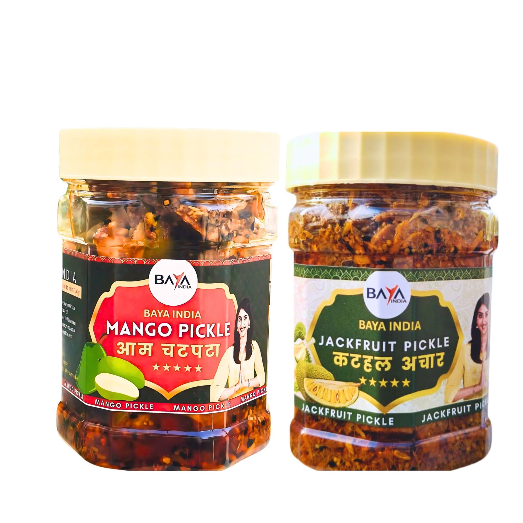 Baya India Combo | Mango 350g + Kathal (Jackfruit) 350g | Homemade Traditional Indian Achar | Authentic Spicy & Tangy Taste | No Added Preservatives