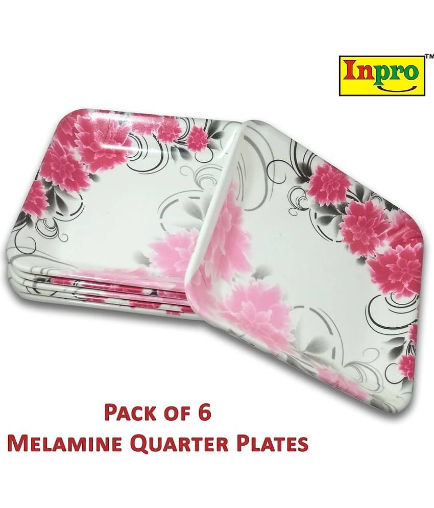 Inpro 6 Pcs Melamine Multi Color Quarter Plate