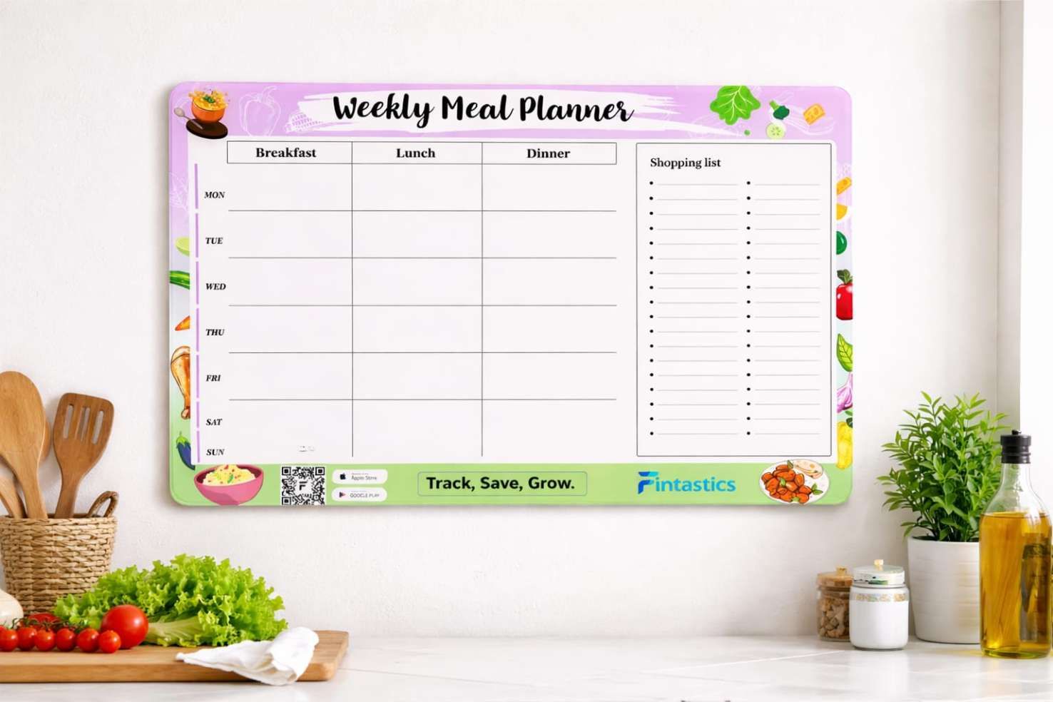Fintastics Magnetic Weekly Meal Planner