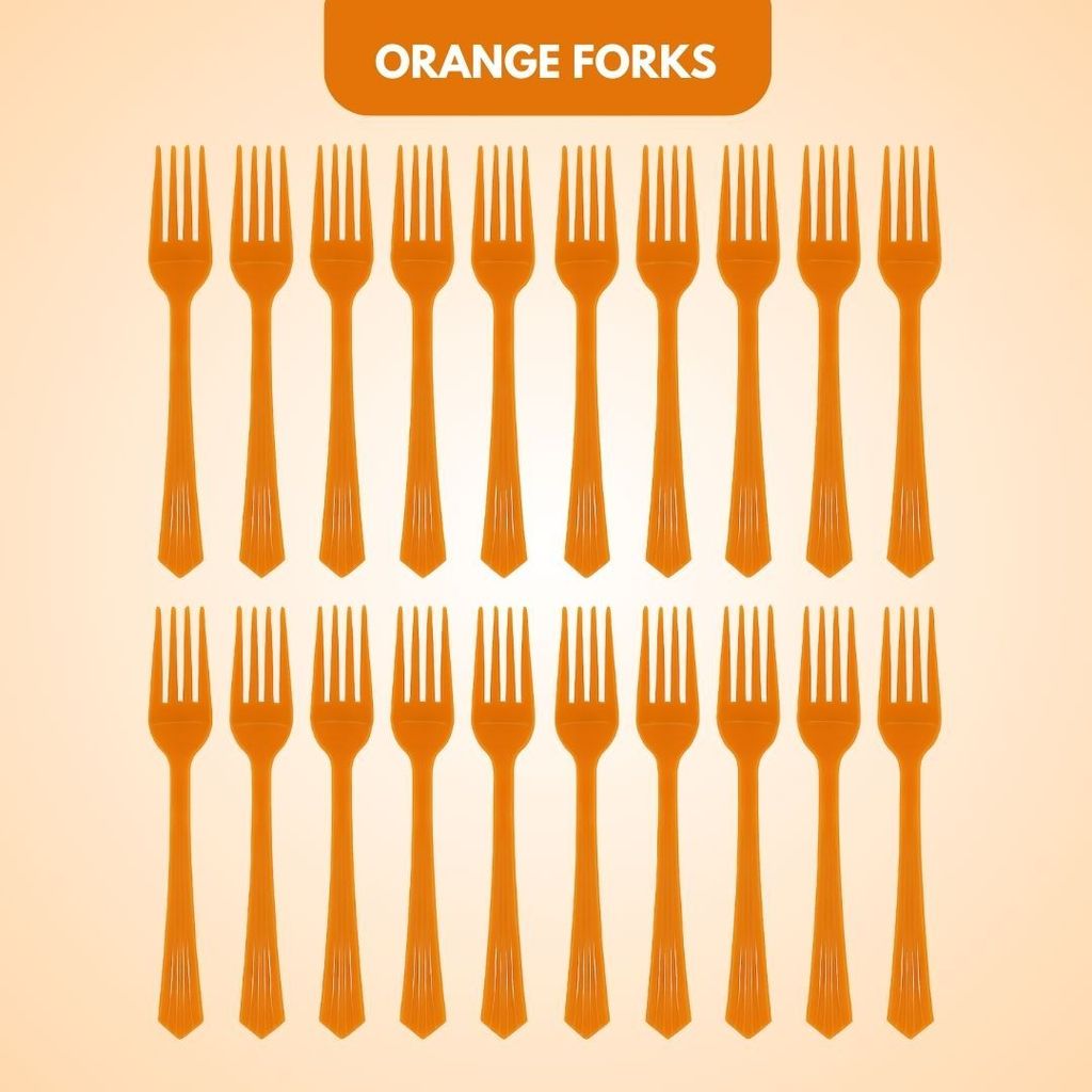 Orange Forks - 20CT - Party and Festive Needs | Buy online on ZillyBuy
