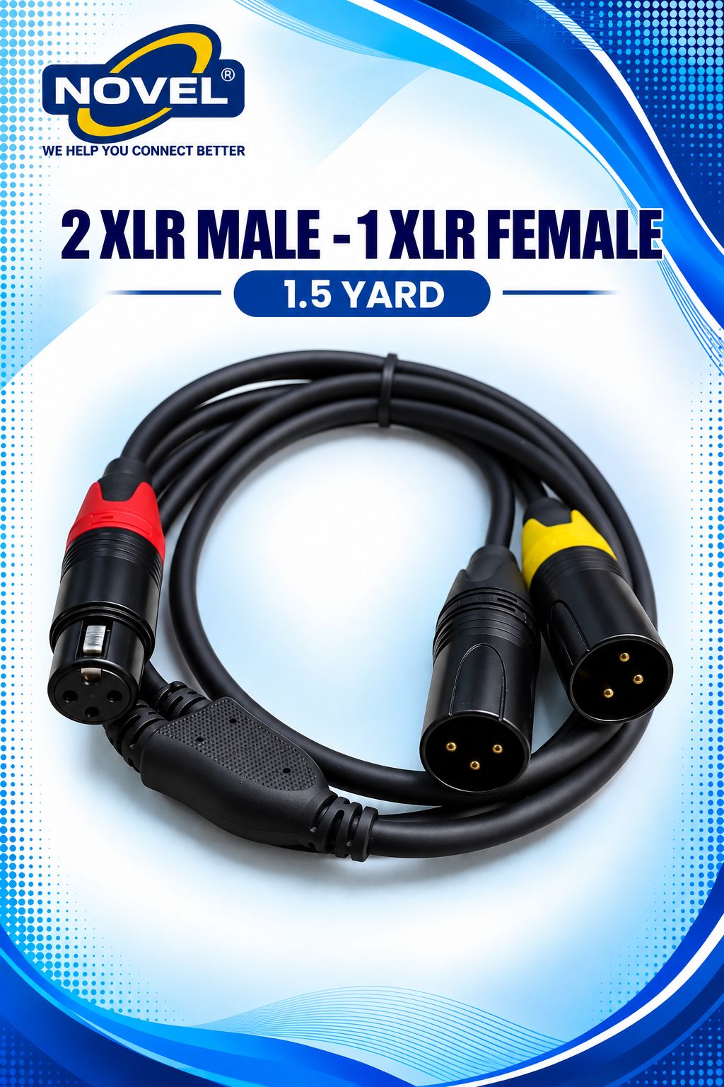 NOVEL 2 XLR MALE - 1 XLR FEMALE 1.5 YARD