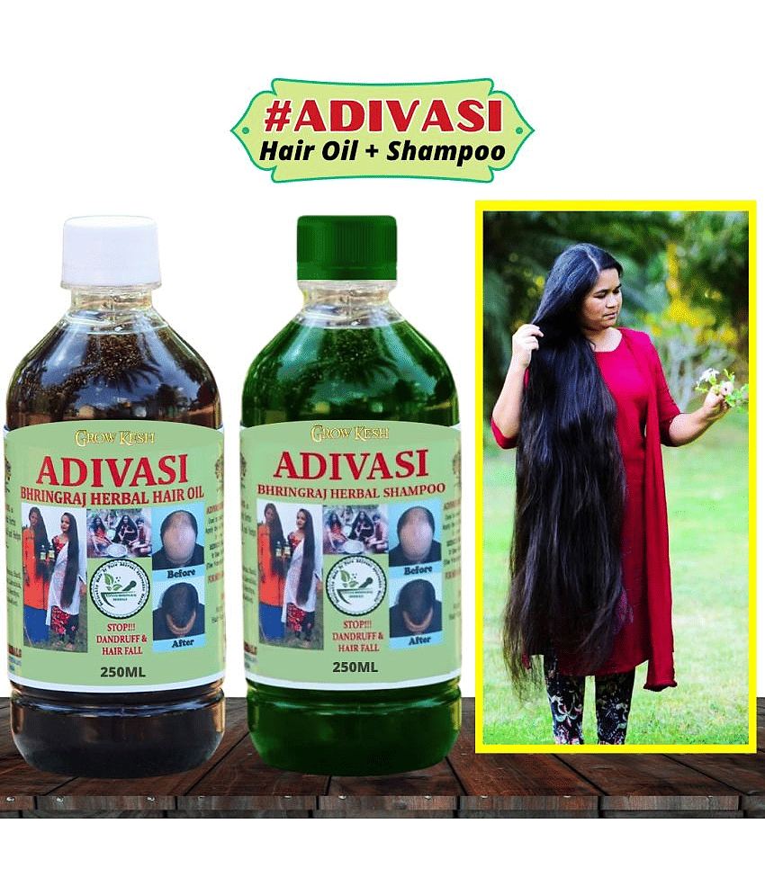 Adivasi Bhringraj Natural Herbal Hair Growth Hair Oil and Shampoo Combo(250 ml)Pack Of 2