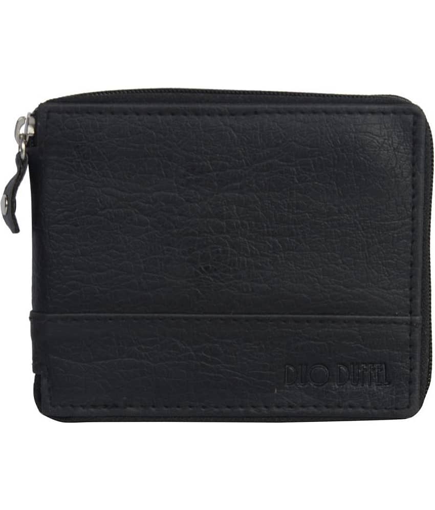DUO DUFFEL - Black Faux Leather Men's Zip Around Wallet ( Pack of 1 )