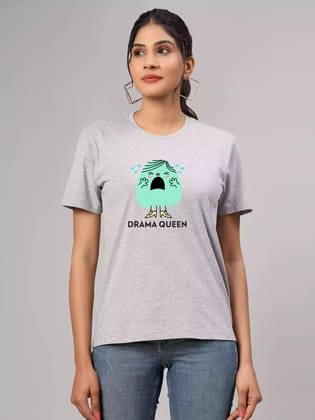 Drama Queen  - Sukhiaatma Unisex Graphic Printed Gray T-shirt-XS-36