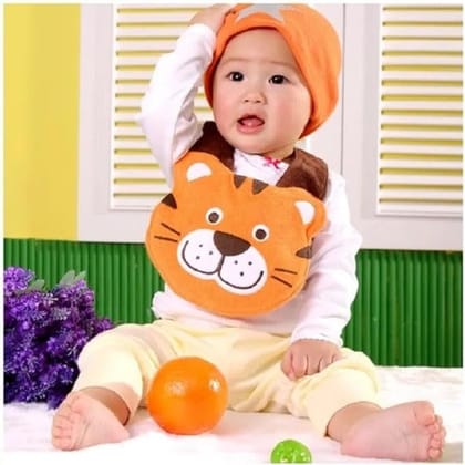 Cotton Baby Bib Three-Dimensional Animal Modeling Soft Unisex Newborn Burp Cloths Set of 4 Bibs (Random Design)