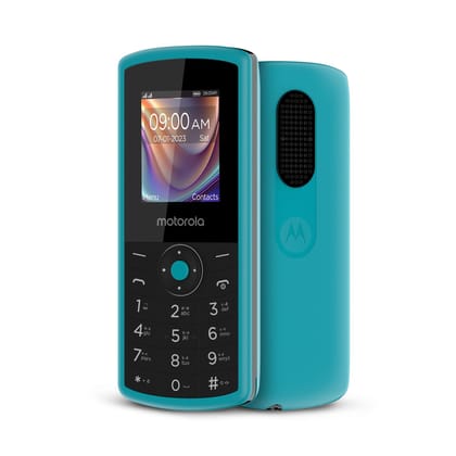 Motorola All-New A10 Dual Sim keypad Phone (with Voice Feature) | 2 Years Replacement | Wireless FM | Bluetooth Connectivity | Auto Call Recording (Teal Blue) Teal Blue