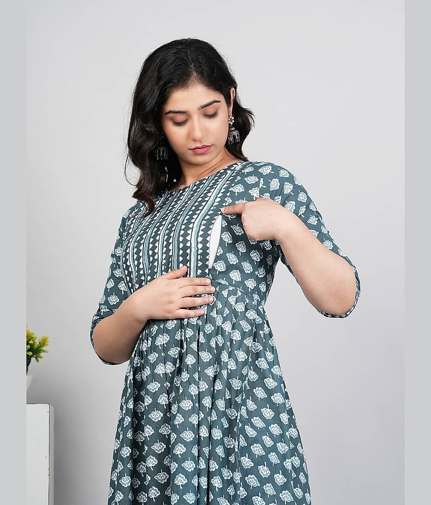 Hetsa Dark Green Cotton Maternity Kurta