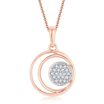 Senco Gold Moon Aura Diamond Pendant (1.6 gram / 0.08 Ct / HI-SI / 18K Rose Gold)