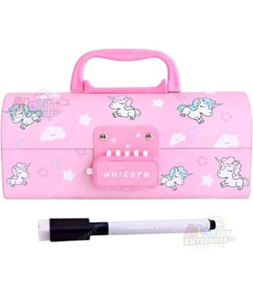 FEDIFU  Plastic Pen Pencil Box Suitcase Style Password Lock Pencil Case Multi-Layer Pencil Box Stationary Organizer Case for Boys Girls Kids