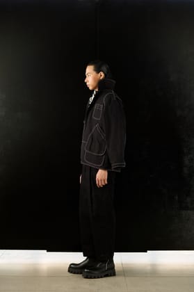 Twin Pleat Trousers - Black-S
