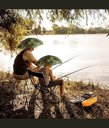 Infispace Headwear Cap Umbrella Army Color Soft Durable, Adjustable Elastic, (21) Size Fits All Ages Plastic Hat Cap Umbrella for Kids, Men/Women and Adults Rain Protection Headwear Hat Umbrella (Army) Pack of 1