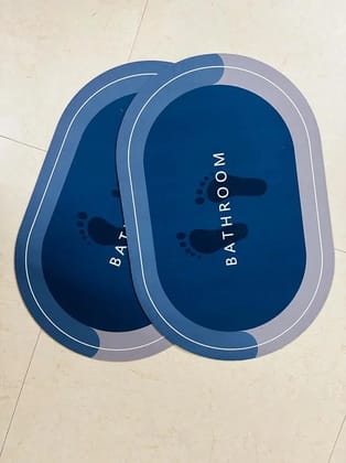 Rubber Bath mats Quick-Drying Non-Slip Bathroom mat Super Absorbent Bath mat Instant Dry Bath mat, Bathroom Rug in Front of The Kitchen Sink, Shower Room, Bathtub, Oval (Blue Grey)