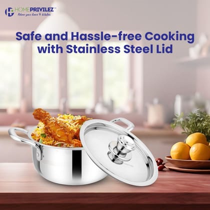 Stainless Steel Triply Stock Pot/Biryani Pot with SS Lid Stainless Steel Triply Stock Pot/Biryani Pot with SS Lid