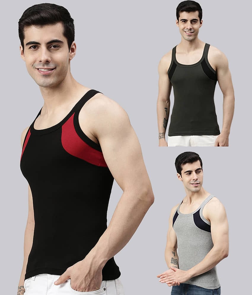 Pack of 3 Lux Cozi - Multi Cotton Men's Vest