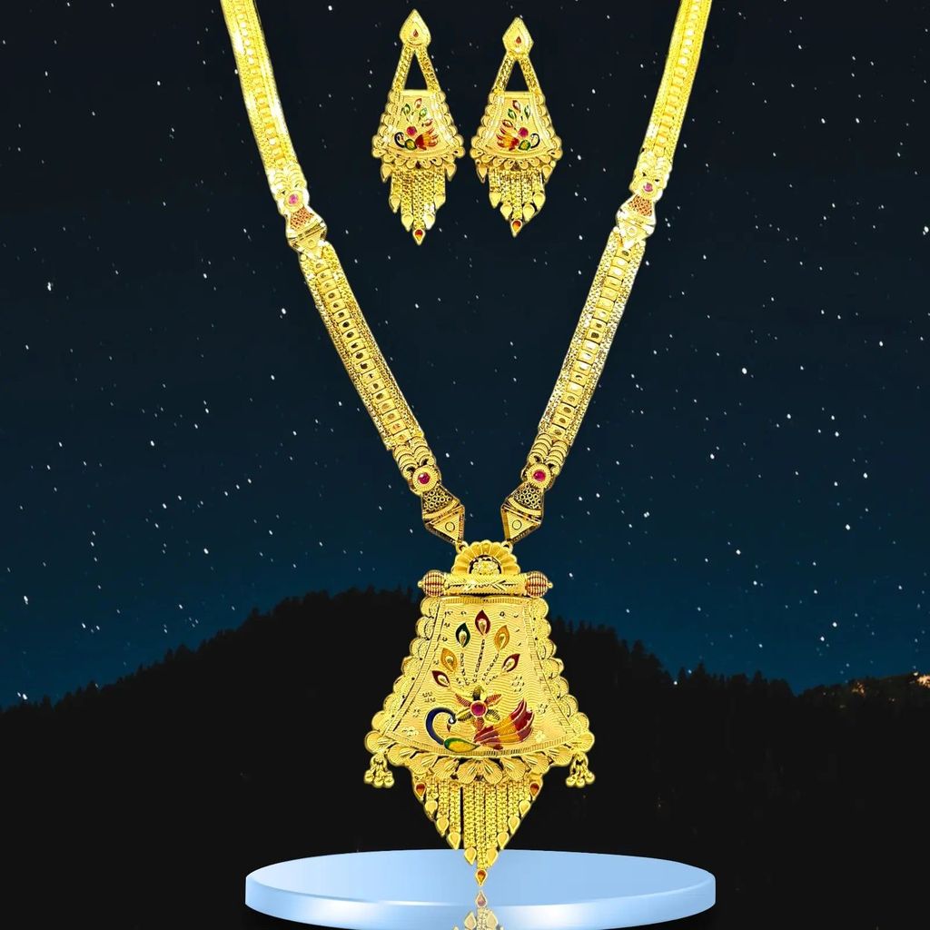 Gold-Plated Peacock Necklace Set with Earrings for Women