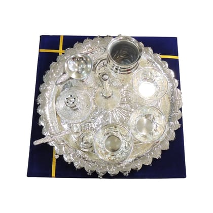 Brass Pooja Thali Set | Brass Puja Thali | Aarti Thali for Hindu Worship & Festive Gifting, Length : 11.5 Inch (BMAS295 E)