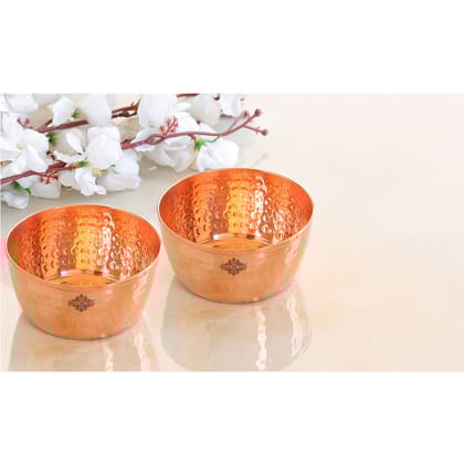IndianArtVilla Hammered Copper Bowl, Serveware Dinnerware, Hotel Restaurant, Brown-Small / 2