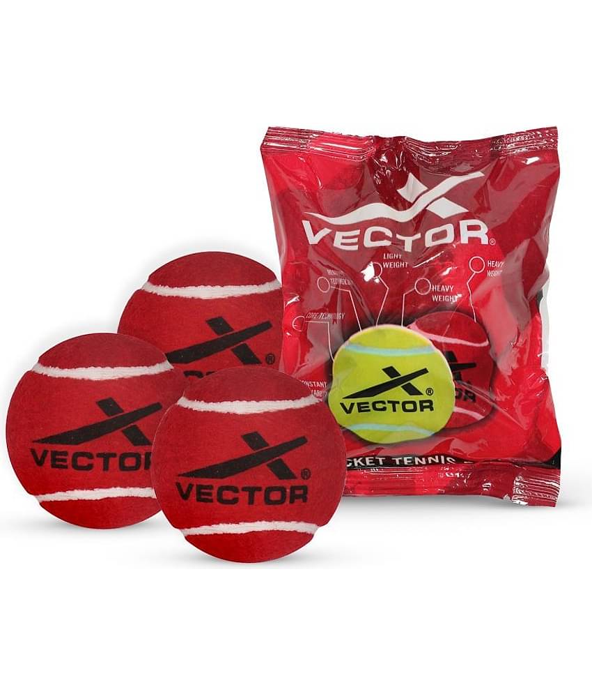 Vector X - Red Rubber Cricket Ball ( Pack of 3 )