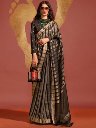 Black Banarasi Silk Saree with Pretty Blouse