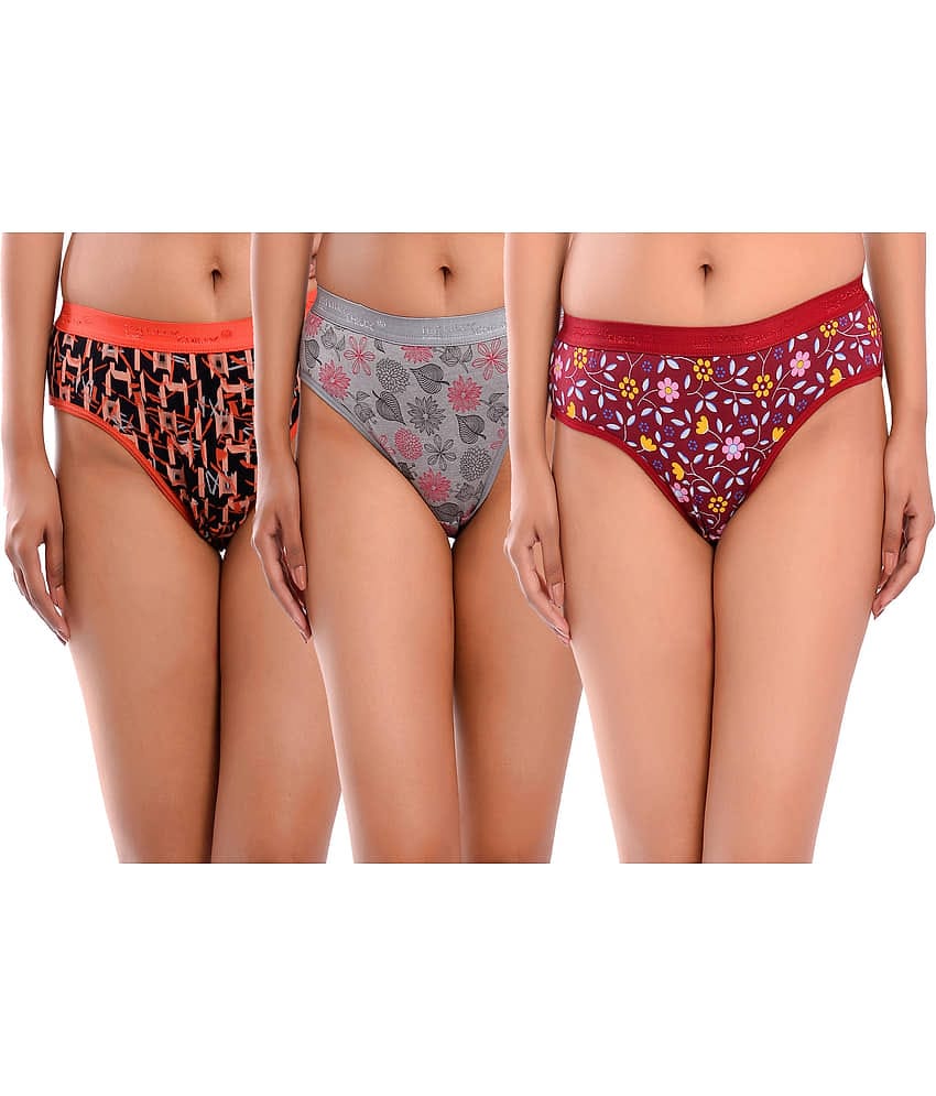 Elina Pack of 3 Cotton Printed Women's Briefs ( Multi Color )