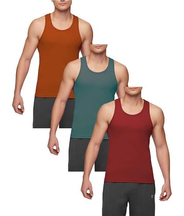 VEE SAA Pack of 3 Cotton Basic Vest For Men ( Multicolor )