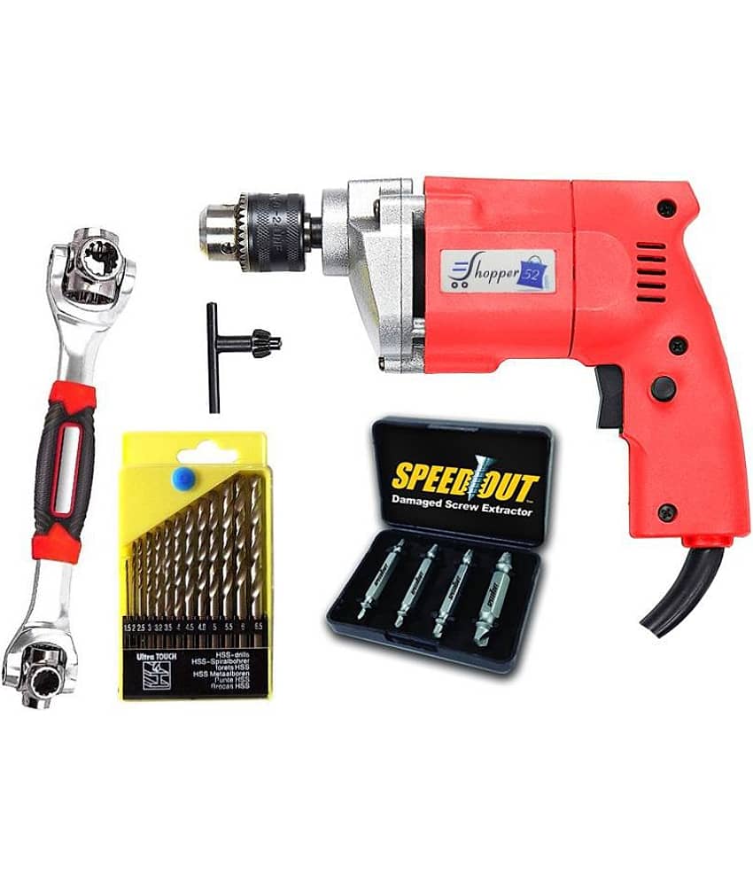 Shopper52 - Drill Machine Combo 350W 10mm Corded Drill Kit