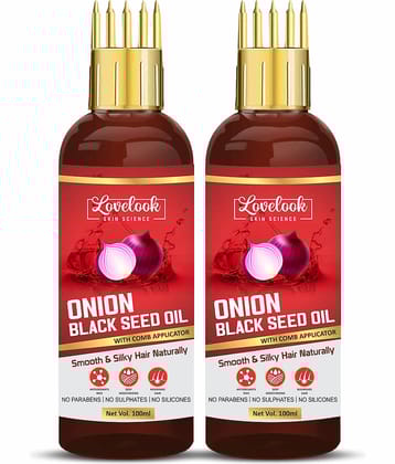 Lovelook Onion Black Seed Hair Oil - WITH COMB 200 mL Pack of 2