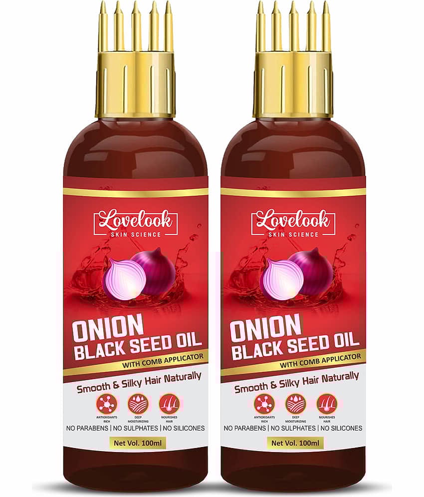 Lovelook Onion Black Seed Hair Oil - WITH COMB 200 mL Pack of 2