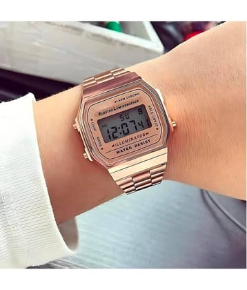 QitmirMKT Rose Gold Metal Digital Womens Watch
